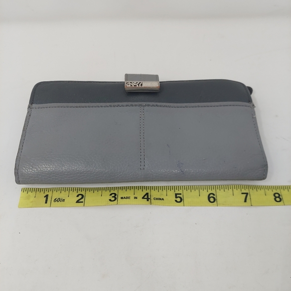 Brighton Barbados Large Pocket Wallet Grey Two Tone Pebbled Leather Bifold - Picture 8 of 10